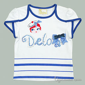 Футболка Deloras для девочки, цвет бело-синий