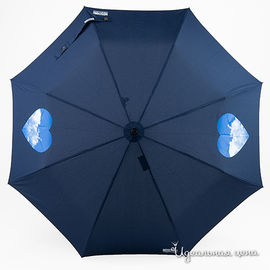 Зонт Moschino, синий с голубыми сердцами