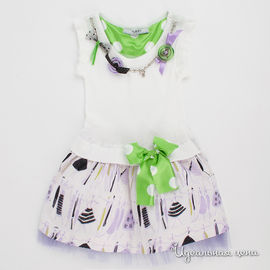Платье Flash kids для девочки, цвет белый / салатовый / черный