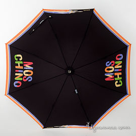 Зонт - трость Moschino, черный с принтом "moschino"