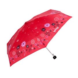 Зонт  красный, ультра тонкий в 4 сложения