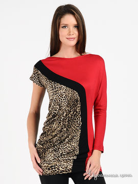 Туника Rinascimento женская, цвет черный / красный / принт леопард