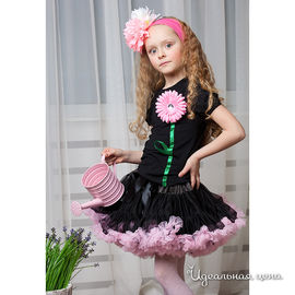 Футболка Picoletto для девочки, цвет черный / розовый