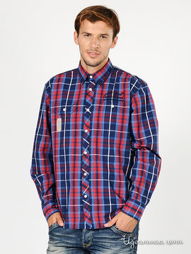 Рубашка Tom Tailor мужская, цвет темно-синий / красный / принт полоска