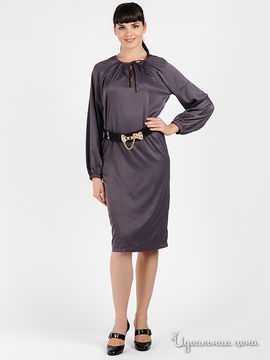 Платье с ремнем ODRI женское, цвет темно-фиолетовый