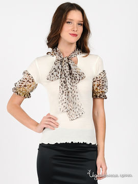 Блуза BONA DEA женская, цвет молочный / принт леопард