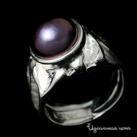 Кольцо с черным жемчугом Ainsi, серебро
