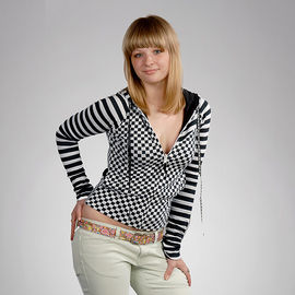 Женская толстовка Reversible Zip Hood-Check Stripe Mix; чёрный