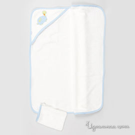 Полотенце с рукавичкой Liliput для ребенка, цвет белый / голубой, 78х78см