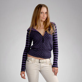 Женская толстовка Reversible Zip Hood-Check Stripe Mix; фиолетовый