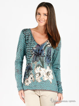 Пуловер Leo Guy женский, цвет бирюзовый / кофе с молоком