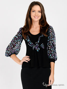 Блуза Mirella sole женская, цвет черный / мультиколор