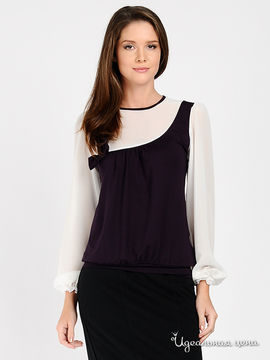 Блуза Mirella sole женская, цвет темно-фиолетовый / белый