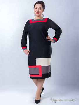 Платье Wisell женское, цвет черный / серый / красный