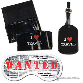 Набор чехол для документов, бирка для багажа и маска для сна Gift idea "Wanted"