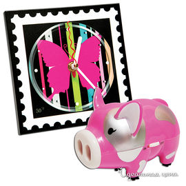 Набор часы настольные и мини-пылесос Gift idea "PIGGY & BUTTERFLY"