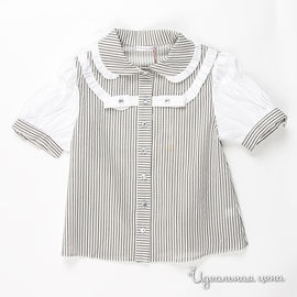 Блуза Карамелли для девочки, цвет белый / черный