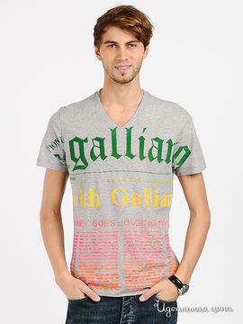 Футболка Galliano мужская, цвет светло-серый меланж