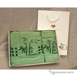 Комплект полотенец Fashion&dizayn, цвет зеленый, 2 предмета