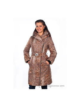 Пальто Alisaline женское, цвет коричневый / принт питон