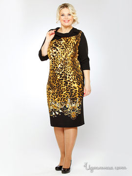 Платье Зар-Стиль женское, цвет черный / принт леопард