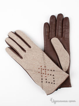 Перчатки ROECKL женские, цвет шоколадный / серо-бежевый