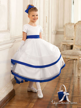 Платье Perlitta для девочек, цвет белый / темно-синий