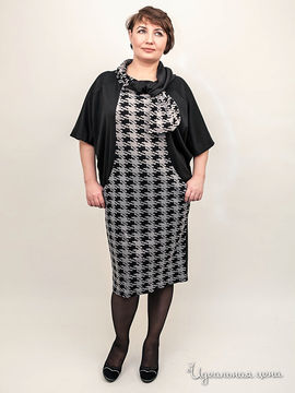 Платье Voti женское, цвет черный / принт гусиная лапка