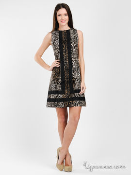 Платье Dino Chizari женское, цвет черный принт леопард