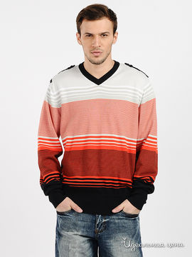 Пуловер ROCAWEAR мужской, цвет алый / белый / черный