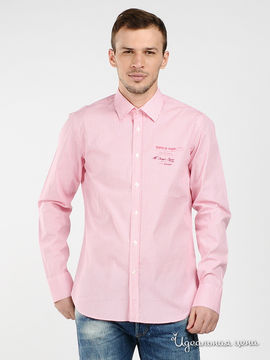 Рубашка Moschino мужская, цвет малиновый / белый