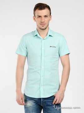 Рубашка Moschino мужская, цвет бирюзовый / принт полоска