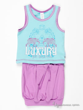 Комплект (юбка и майка) Бемби для девочки, цвет бирюзовый / фиолетовый