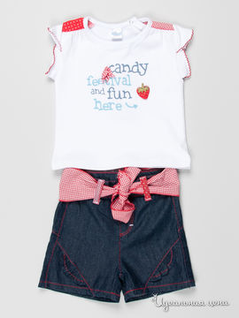 Комплект (футболка, шорты) Baby Trend для девочки, цвет белый / темно-синий