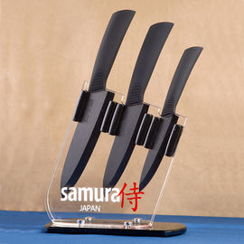 Набор ножей керамических с подставкой черный