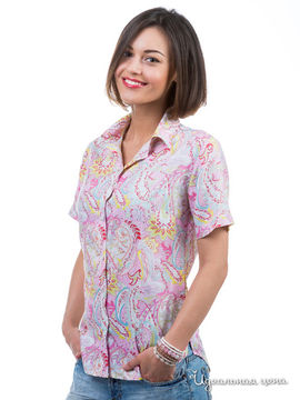 Рубашка Jess France женская, цвет нежно-розовый/ принт огурец пейсли