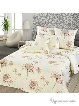 Комплект постельного белья Letto&Levele, цвет кремовый / принт цветы, 2х спальный