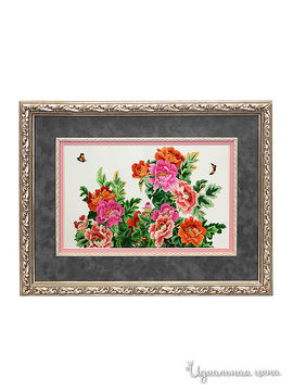 Картина Живой шёлк "Пионы Афродита в цвету", 50х70 см.