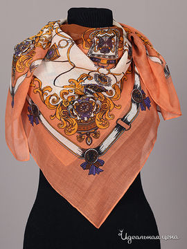 Платок Живой шёлк женский, цвет персиковый / мультиколор