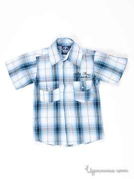Рубашка WPM для мальчика, цвет голубой / серый клетка