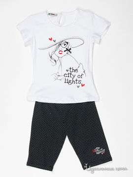 Комплект ( футболка, лосины) Tandem для девочки, цвет белый / черный