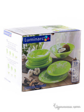 Набор столовый LUMINARC, цвет узор на зеленом, 19 предметов