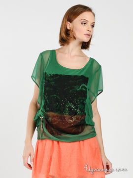 Платье PORTS женское, цвет зеленый / персиковый
