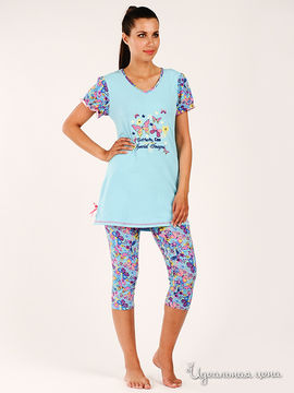 Пижама туника + леггинсы Pinky Style женская, цвет голубой