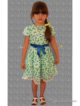 Платье Figaro для девочки, цвет лимонный / принт цветы