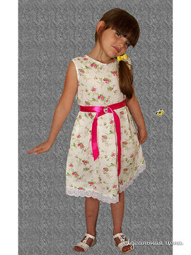 Платье Figaro для девочки, цвет кремовый / розовые цветы