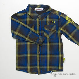Рубашка Krickets для мальчика, цвет синий / желтый / коричневый, рост 103-123 см