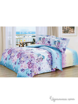 Комплект постельного белья, 1,5-спальный Softline, цвет голубой, розовый