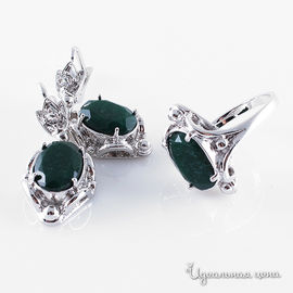 Комплект (серьги, кольцо) Esmeralda. Цвет:Зеленый