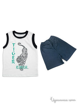 Комплект  майка+шорты  Figaro для мальчиков, цвет белый/синий
